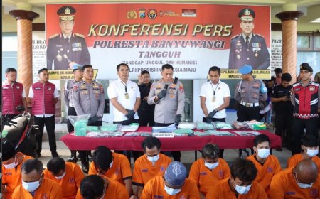 Bulan Mei 2025, Polresta Banyuwangi Berhasil Ungkap 16 Kasus Narkoba dan Sita 2 Kg Sabu