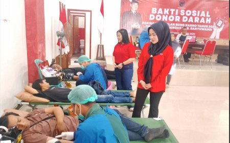 Peringati Bulan Bung Karno 2025, DPC PDI Perjuangan Banyuwangi Gelar Donor Darah Bentuk Kepedulian Partai Kepada Masyarakat.
