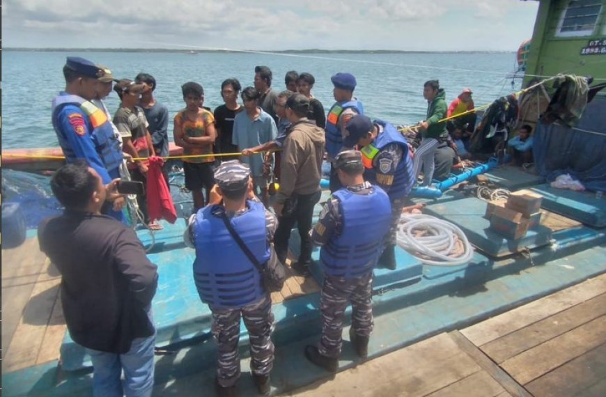 Lanal dan Satpolairud Polresta Banyuwangi Selamatkan 11 ABK Korban Ekploitasi Nahkoda KMN Mina Baruna 1