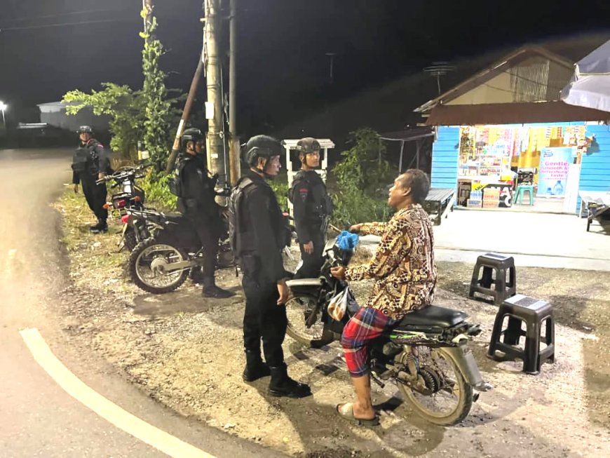 Sat Brimob Polda Kalsel Jaga Kamtibmas dengan Patroli Malam Akhir Pekan