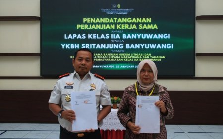 Perkuat Pendampingan Hukum Warga Binaan, Lapas Banyuwangi Teken PKS dengan YKBH Sritanjung