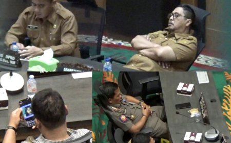 Rapat Penting LKPJ Bangkalan Diwarnai ASN Main Ponsel dan Tertidur