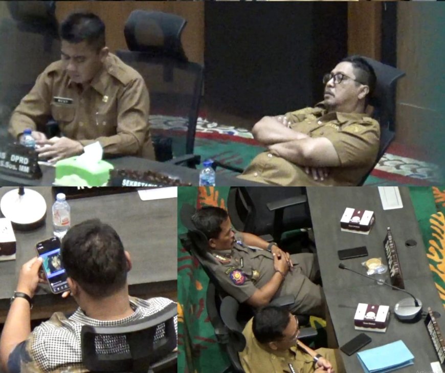 Rapat Penting LKPJ Bangkalan Diwarnai ASN Main Ponsel dan Tertidur