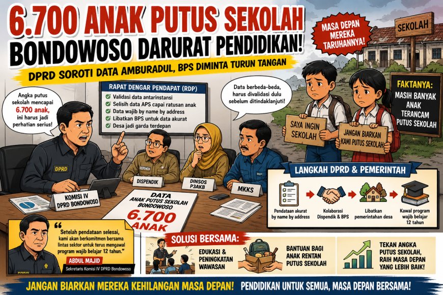 Angka Putus Sekolah Bondowoso Tembus 6.700 Anak, BPS Diminta Turun Tangan