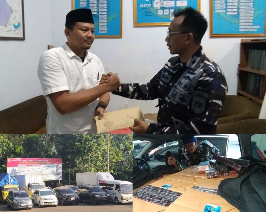 Tim SFQR Lanal Batuporon Sita Ratusan Ball Rokok Tanpa Cukai