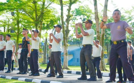 Satpam UNP Kompak Ikut Senam Jumat, Kebugaran Jadi Modal Jaga Keamanan Kampus