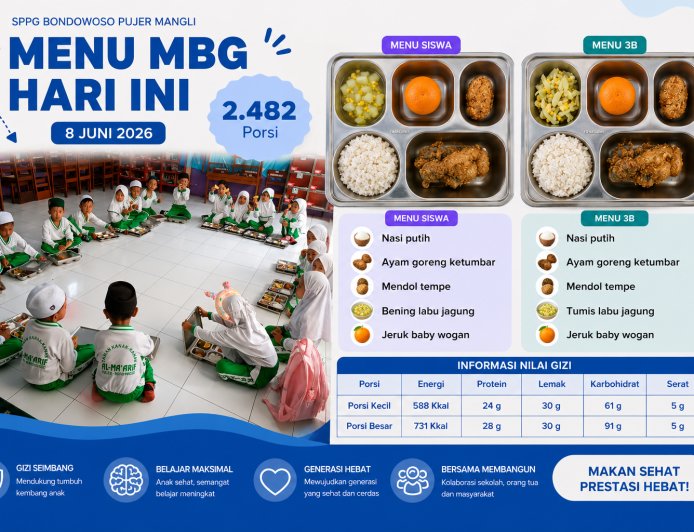 Ayam Goreng Ketumbar Jadi Favorit, Ribuan Siswa Bondowoso Nikmati Menu Bergizi dari SPPG Pujer Mangli
